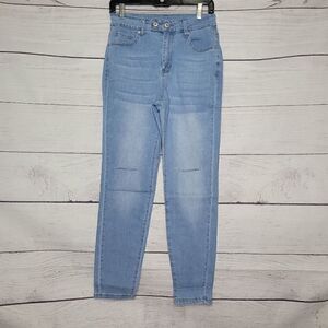 Women's Distressed Knee Denim Leggings Small